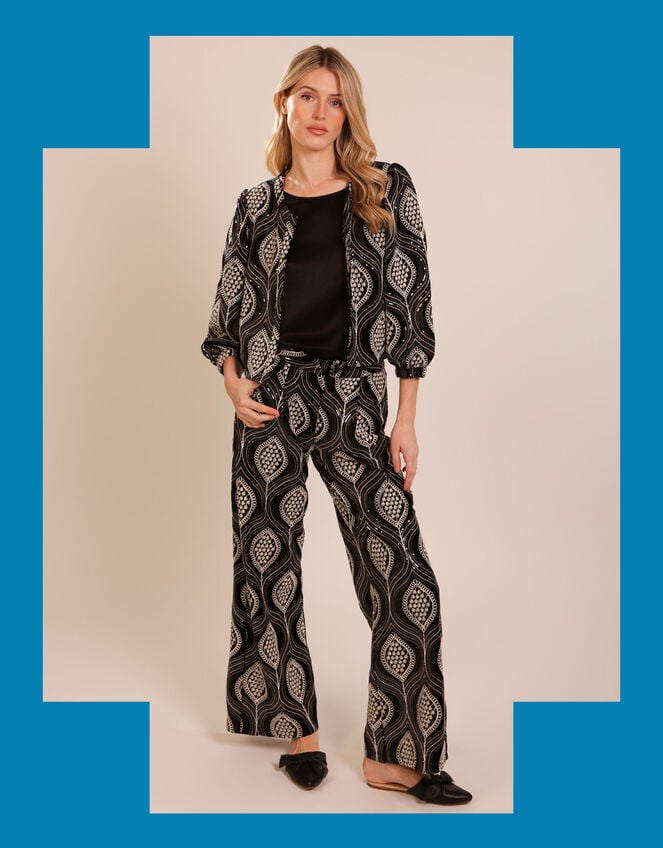 Traffic People Paddle Print Jacket, Black (BLACK), large