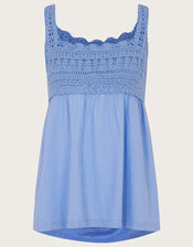 Crochet Trim Cami Top, Blue (BLUE), large