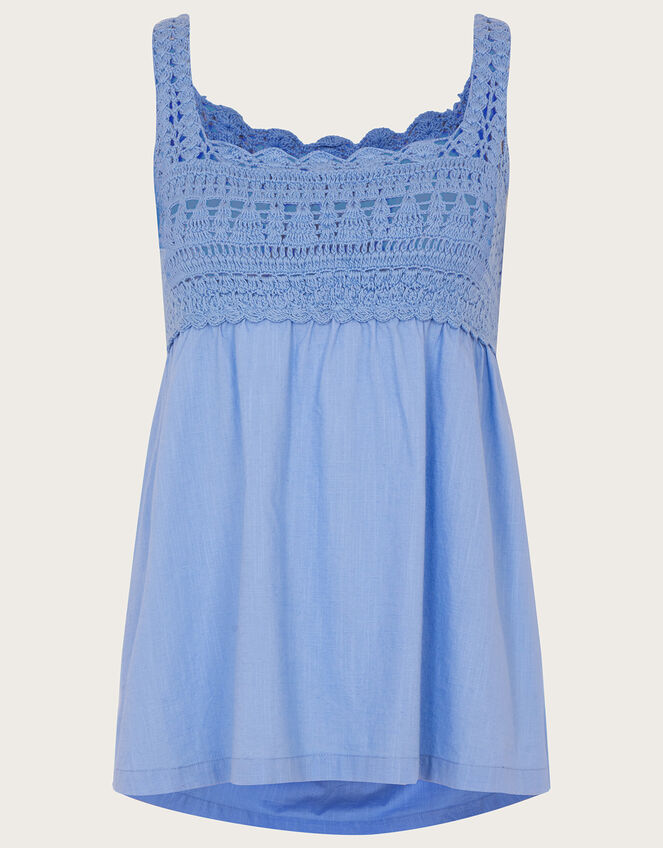 Crochet Trim Cami Top, Blue (BLUE), large
