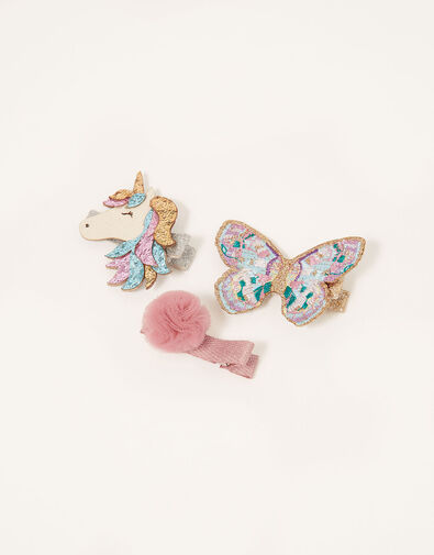 Unicorn, Butterfly and Flower Hair Clips, , large