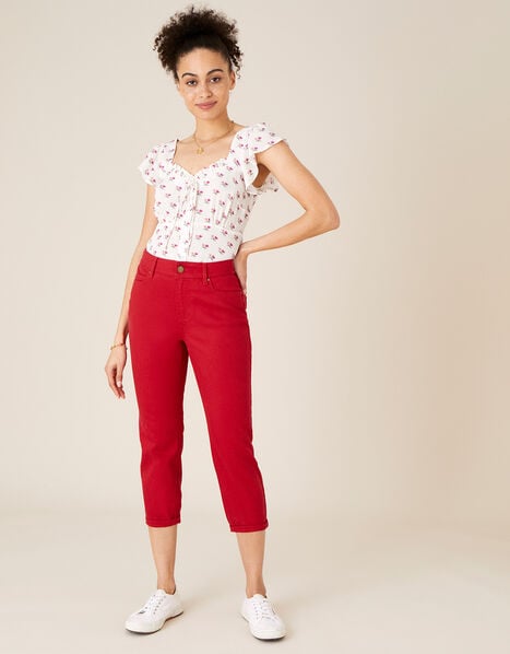 Idabella Cropped Jeans Red, Red (RED), large