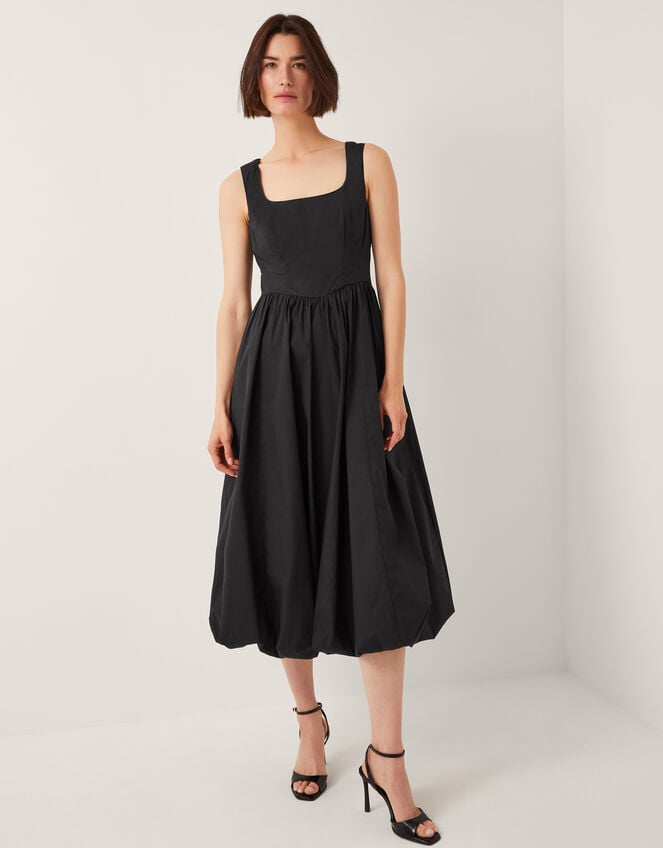 Prim Sleeveless Bubble Hem Midi Dress, Black (BLACK), large