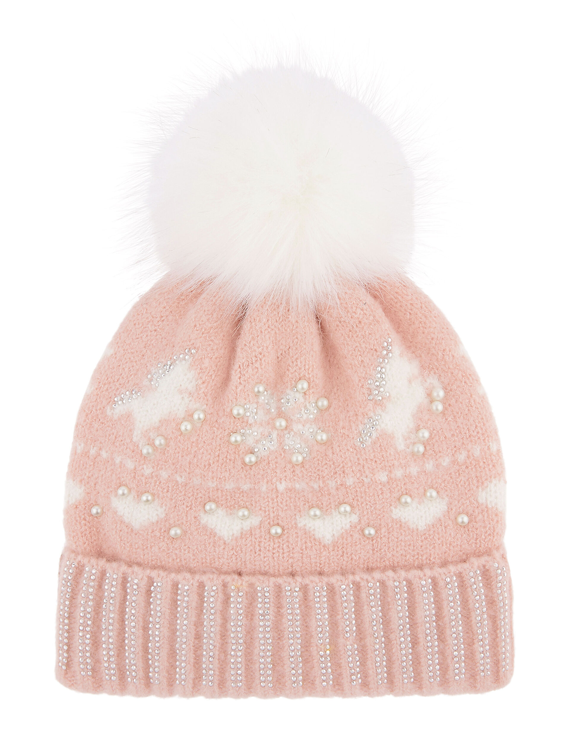 Charlotte Unicorn Fair Isle Beanie, Pink (PALE PINK), large