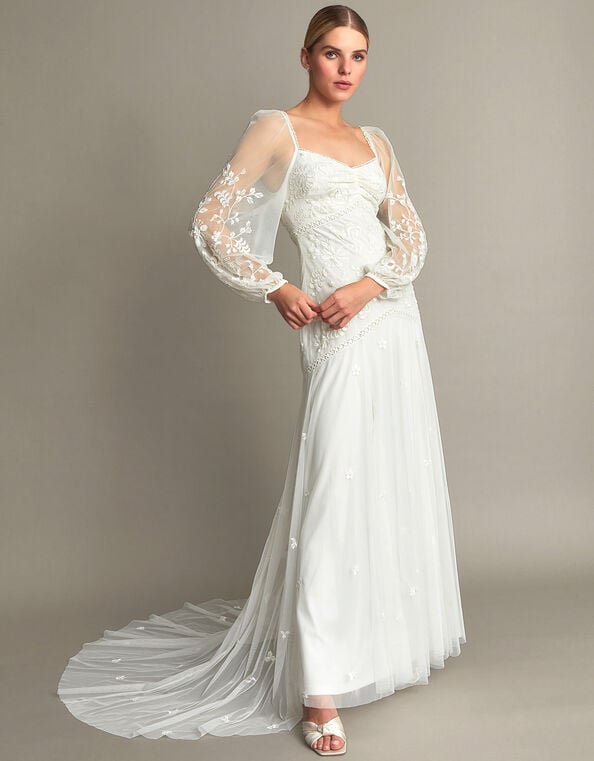 Josette Embellished Maxi Wedding Dress, Ivory (IVORY), large