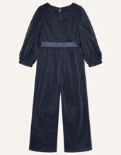 Erin Sparkle Long Sleeve Jumpsuit, Blue (NAVY), large