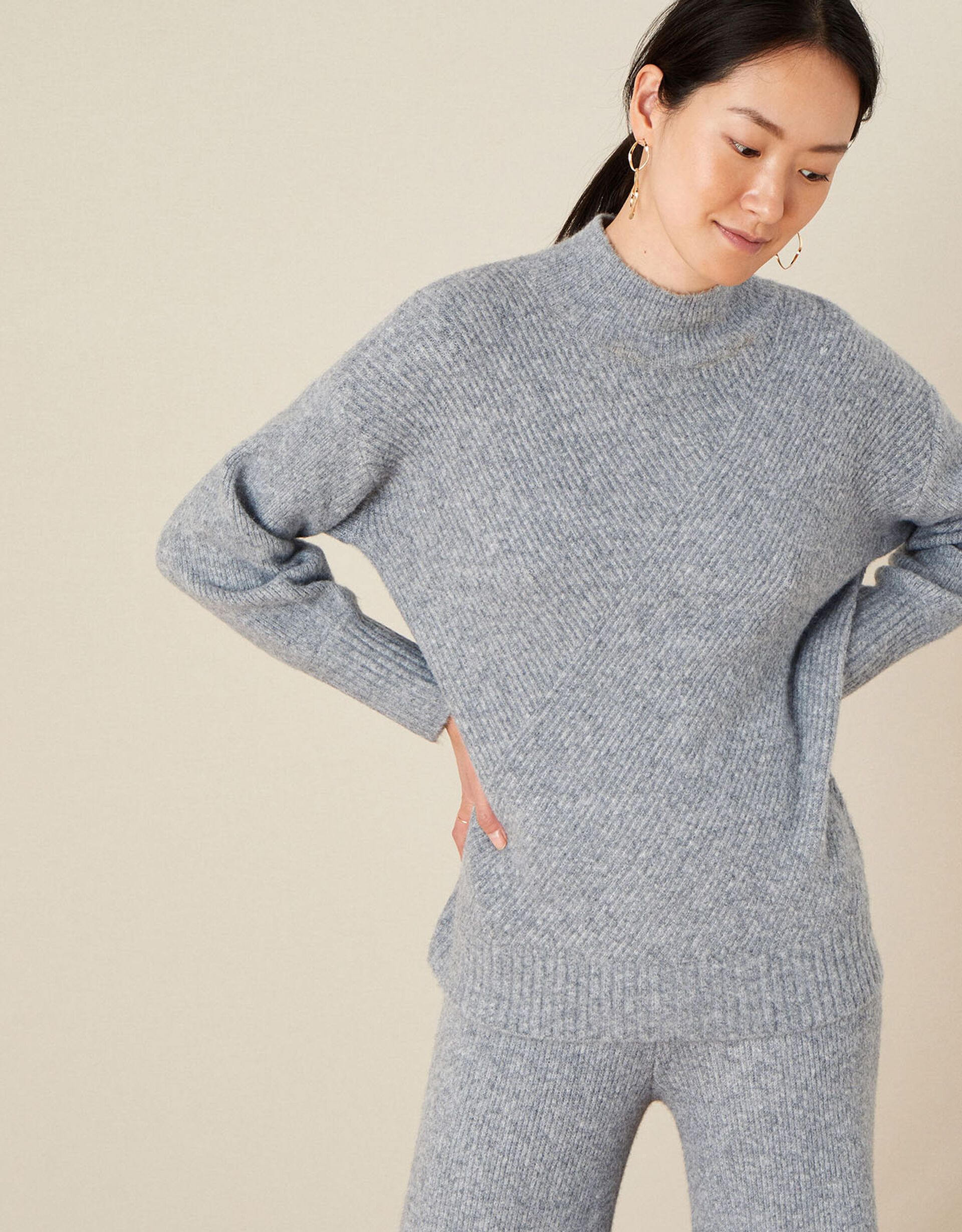 18519 High Neck Jumper - Grey