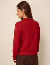 Carey Cable Knit Cardigan, Red (RED), large