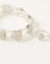Amour Heart Stretch Bracelet and Ring Set, , large