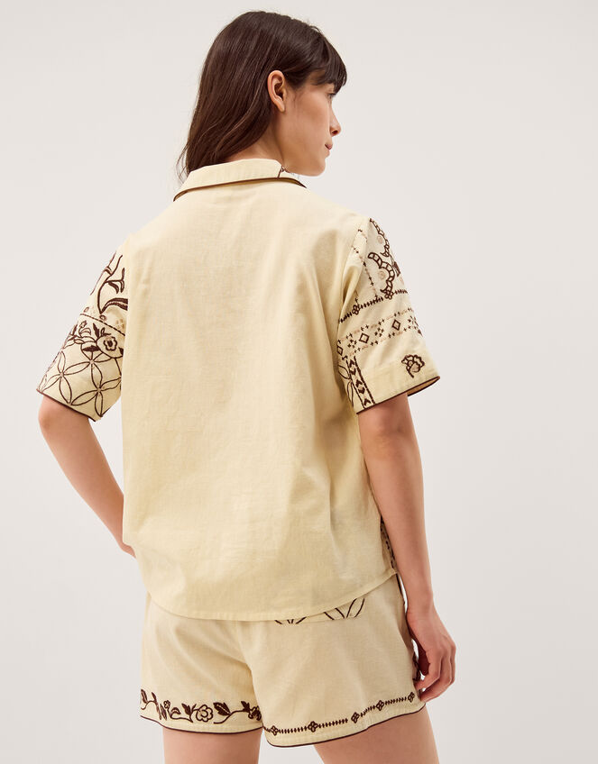 Carly Tropical Embroidered Shirt Ivory