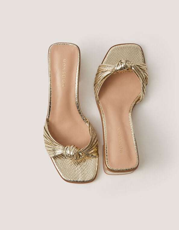 Gwen Knot Metallic Mules, Gold (GOLD), large