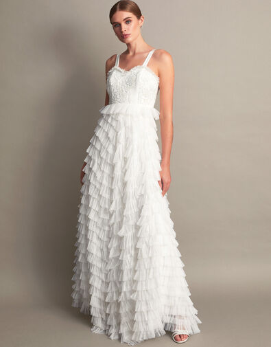 Ellen Frill Maxi Bridal Dress, Ivory (IVORY), large