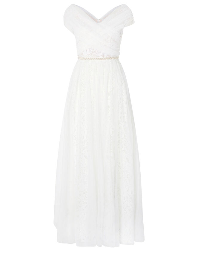 Laurie Lace and Tulle Bardot Bridal Dress Ivory | The Bride | Monsoon UK.