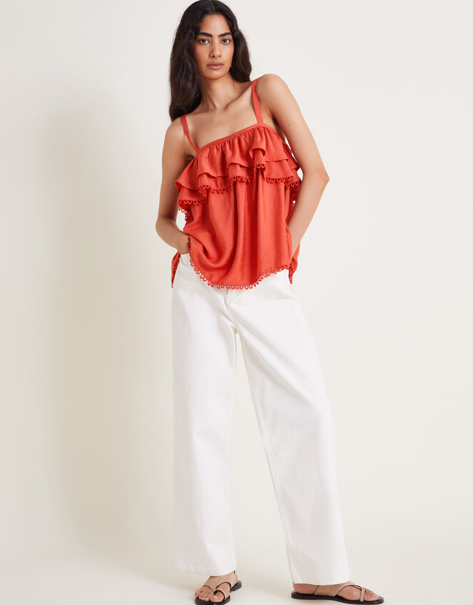Aesha Frill Cami Top, Orange (RUST), large