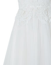 Milla Floral Crochet Lace Dress with Tulle Skirt, Ivory (IVORY), large