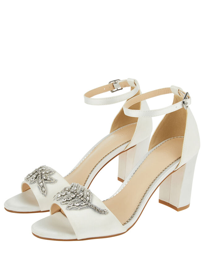 Florence Embellished Feather Bridal Sandals, Ivory (IVORY), large