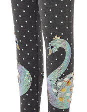 Seraphina Sequin Swan Leggings, Grey (DARK GREY), large