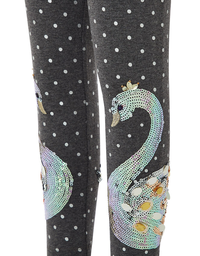 Seraphina Sequin Swan Leggings, Grey (DARK GREY), large