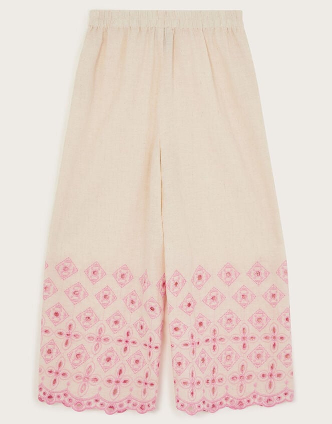 Broderie Wide Leg Trousers, Ivory (IVORY), large