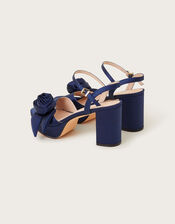 Rosette Platform Heels, Blue (NAVY), large