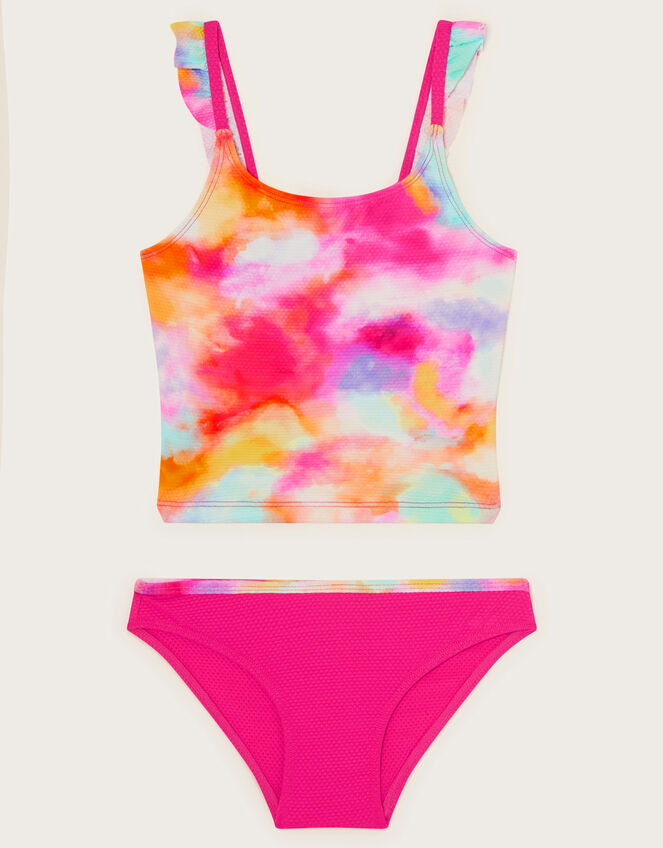 Tie Dye Textured Tankini Set Pink | Girls' Beach & Swimwear | Monsoon UK.