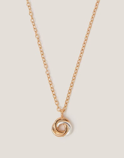 Two Tone Twisted Circle Pendant Necklace , , large