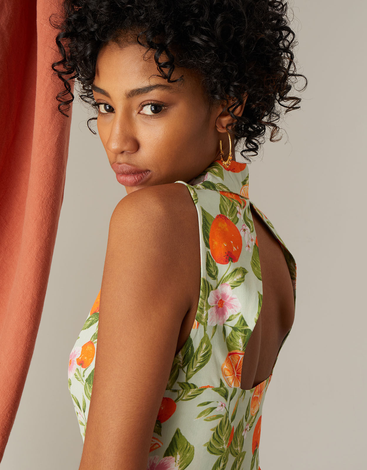 Olsen Orange Print Shirt Dress Orange 