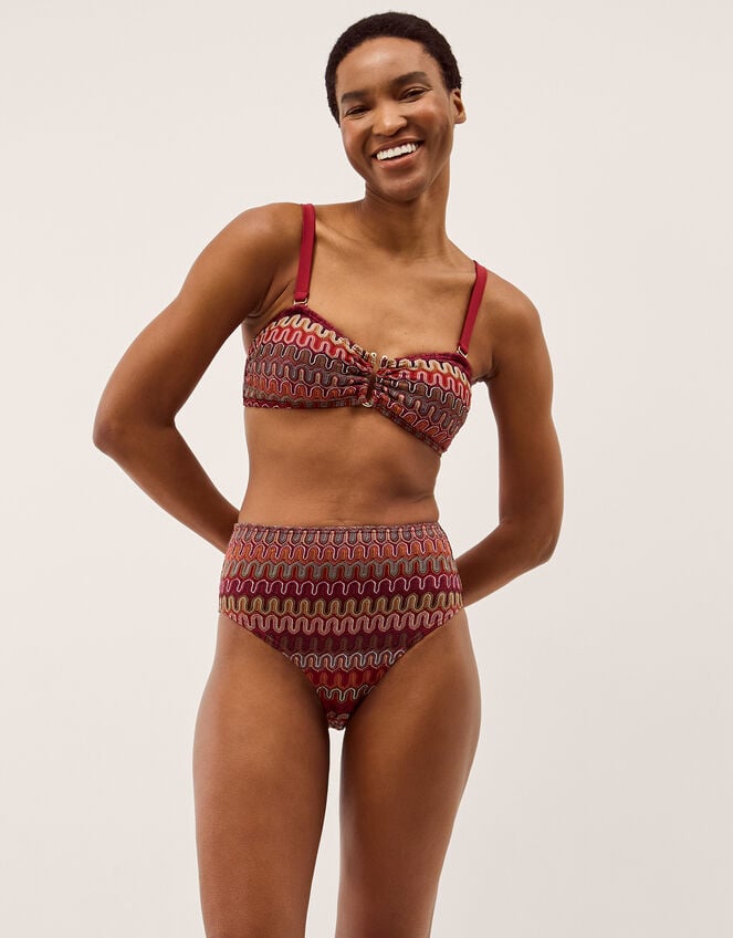 Zaria Crochet Bandeau Bikini Top, Red (BURGUNDY), large