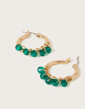 Gem Bead Hoop Earrings, , large