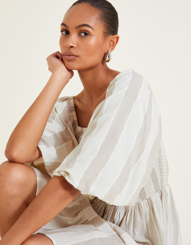 Lila Stripe Dress, Natural (NATURAL), large
