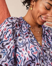 Alana Ikat Top with Recycled Polyester, Blue (BLUE), large