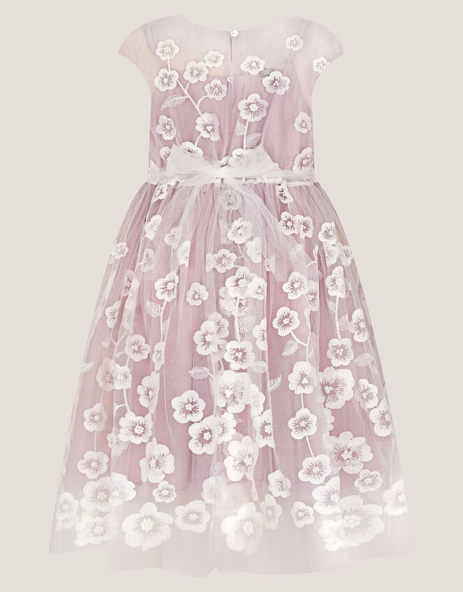 Pansy Embroidered Tulle Dress, Pink (PINK), large