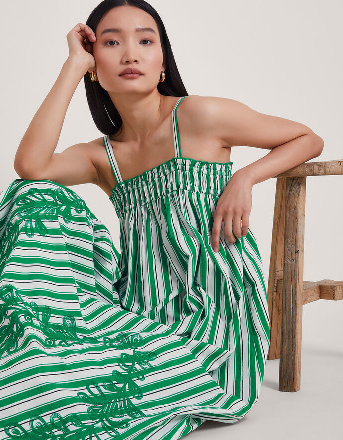 Sunset Stripe Embroidered Midi Dress main image 0