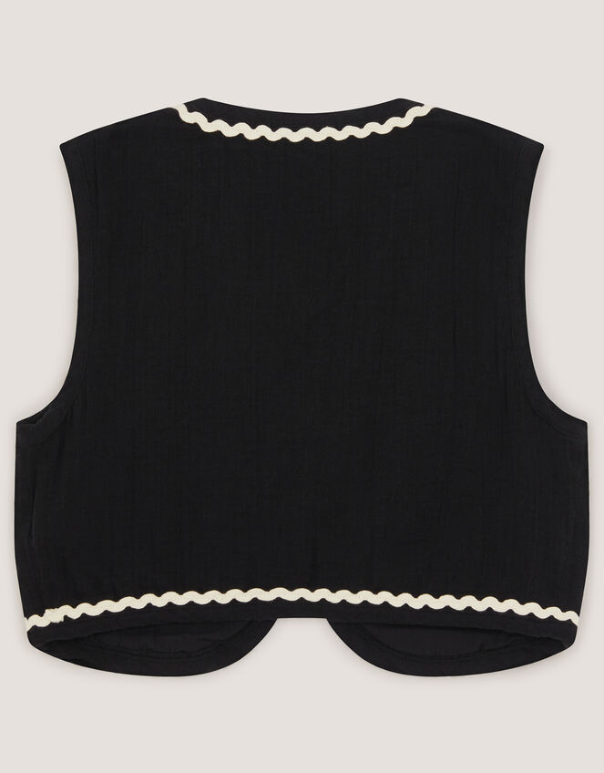 Floral Embroidered Waistcoat, Black (BLACK), large