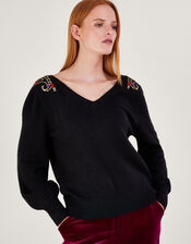 Pat Paisley Jumper, Black (BLACK), large