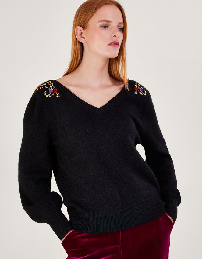 Pat Paisley Jumper, Black (BLACK), large