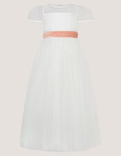 Velvet Bow Bridesmaid Dress, Ivory (IVORY), large