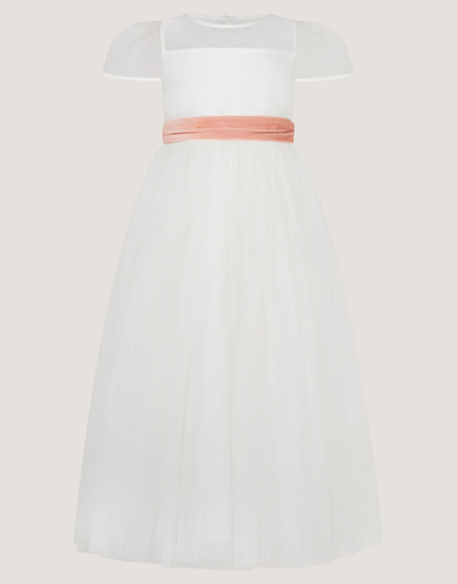 Velvet Bow Bridesmaid Dress, Ivory (IVORY), large