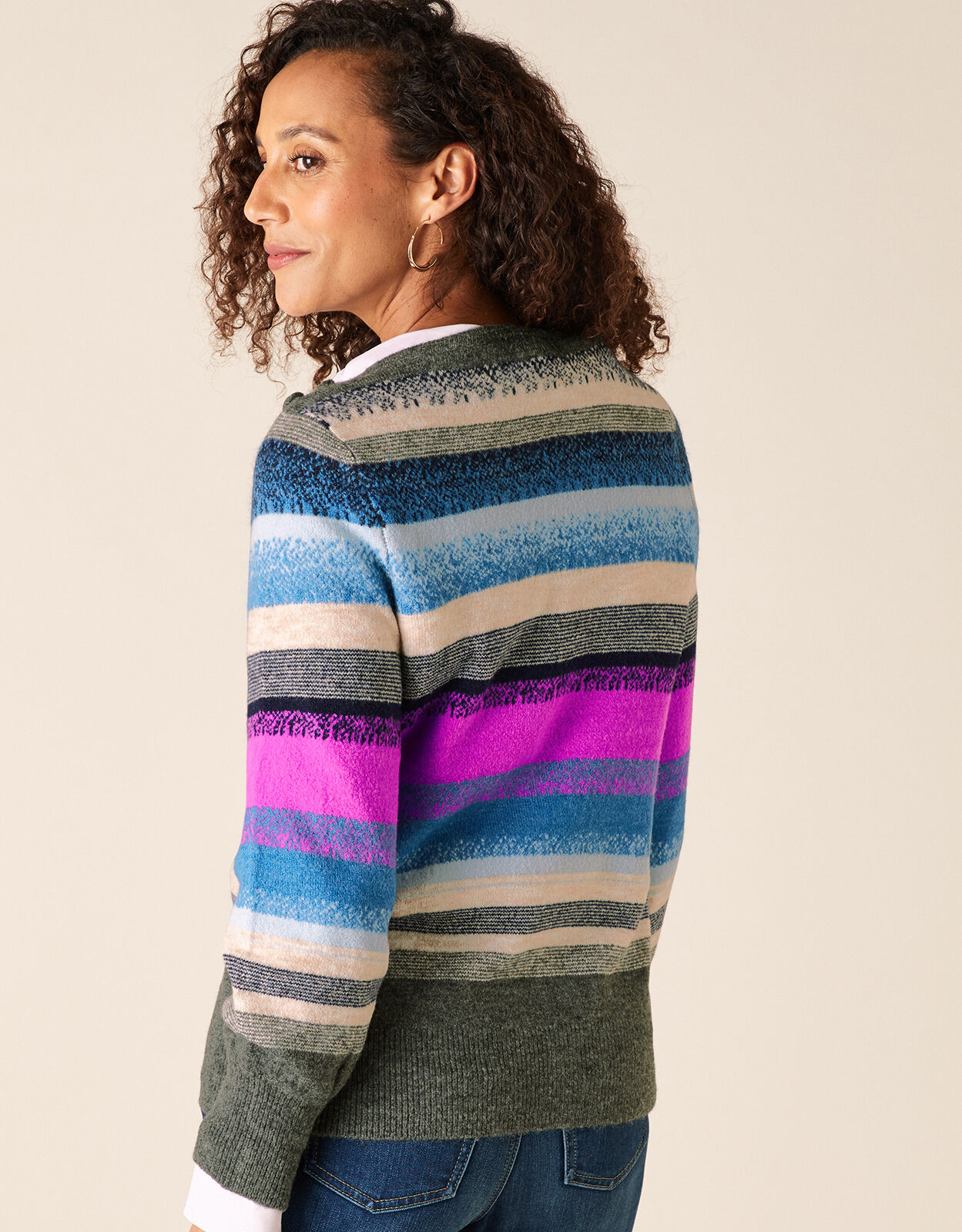Striped sweater with buttons on shoulder deals