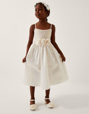 Orelia Strappy Sequin Satin Dress, White (WARM IVORY), large