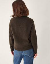 Bray Asymmetrical Button Knit Jumper, Brown (CHOCOLATE), large
