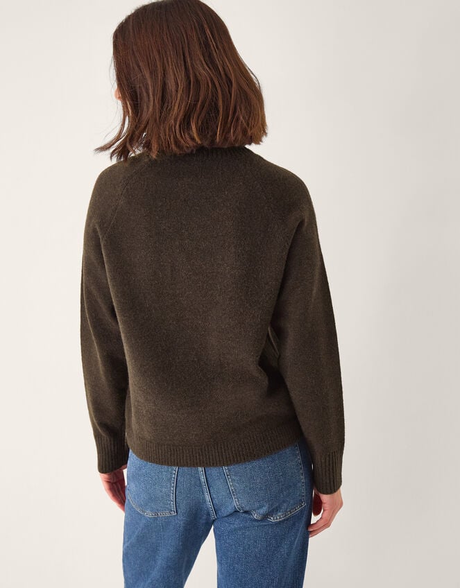 Bray Asymmetrical Button Knit Jumper, Brown (CHOCOLATE), large