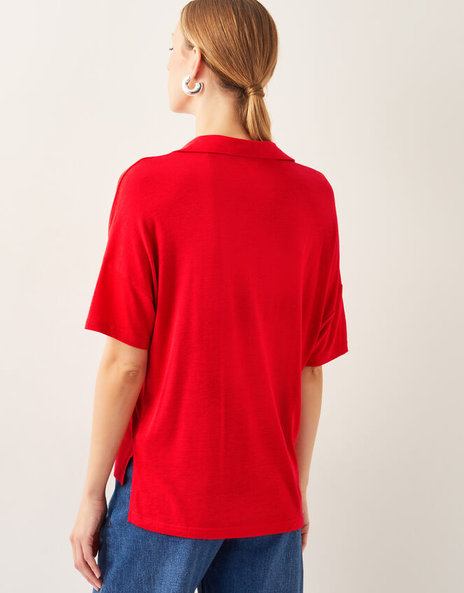 Cara Collar Jersey T-Shirt, Red (RED), large