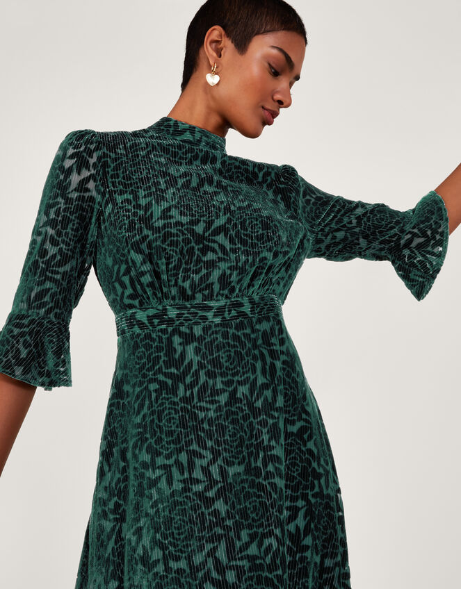 Fleur Devore Midi Dress, Teal (TEAL), large
