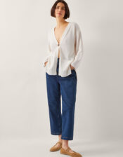 Clo Knit Single-Button Cardigan, Ivory (IVORY), large