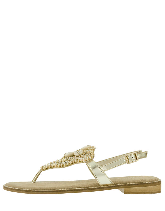 Sheila Shell Toe-Post Sandals, Gold (GOLD), large