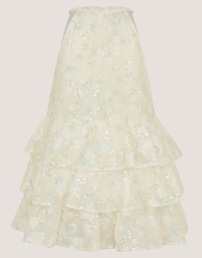 Georgie Sequin Jacquard Tiered Party Dress, Ivory (IVORY), large