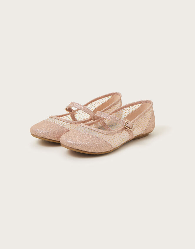 Glitter Princess Ballet Flats, Gold (ROSE GOLD), large