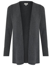 Leela Longline Cardigan, Grey (CHARCOAL), large