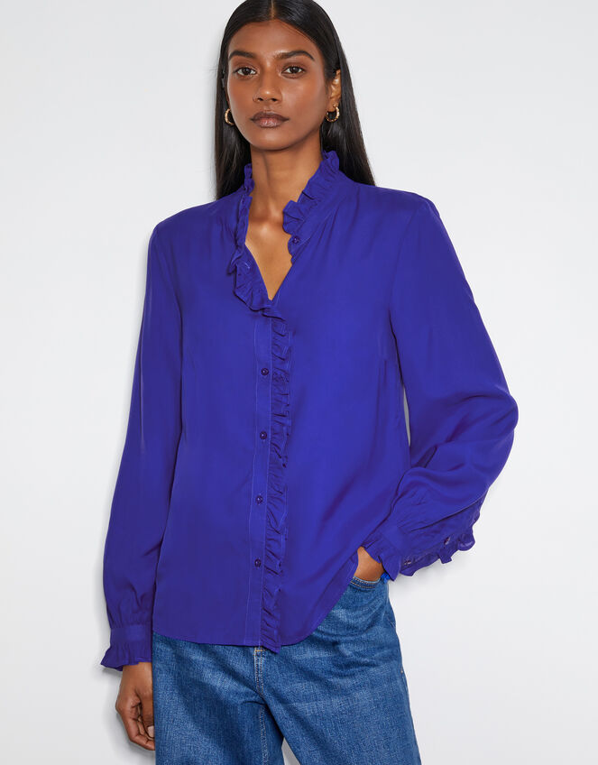 Cecily Ruffle Blouse, Blue (COBALT), large