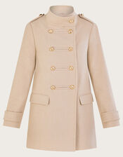 Phoebe Double Breasted Pea Coat, Brown (BISCUIT), large